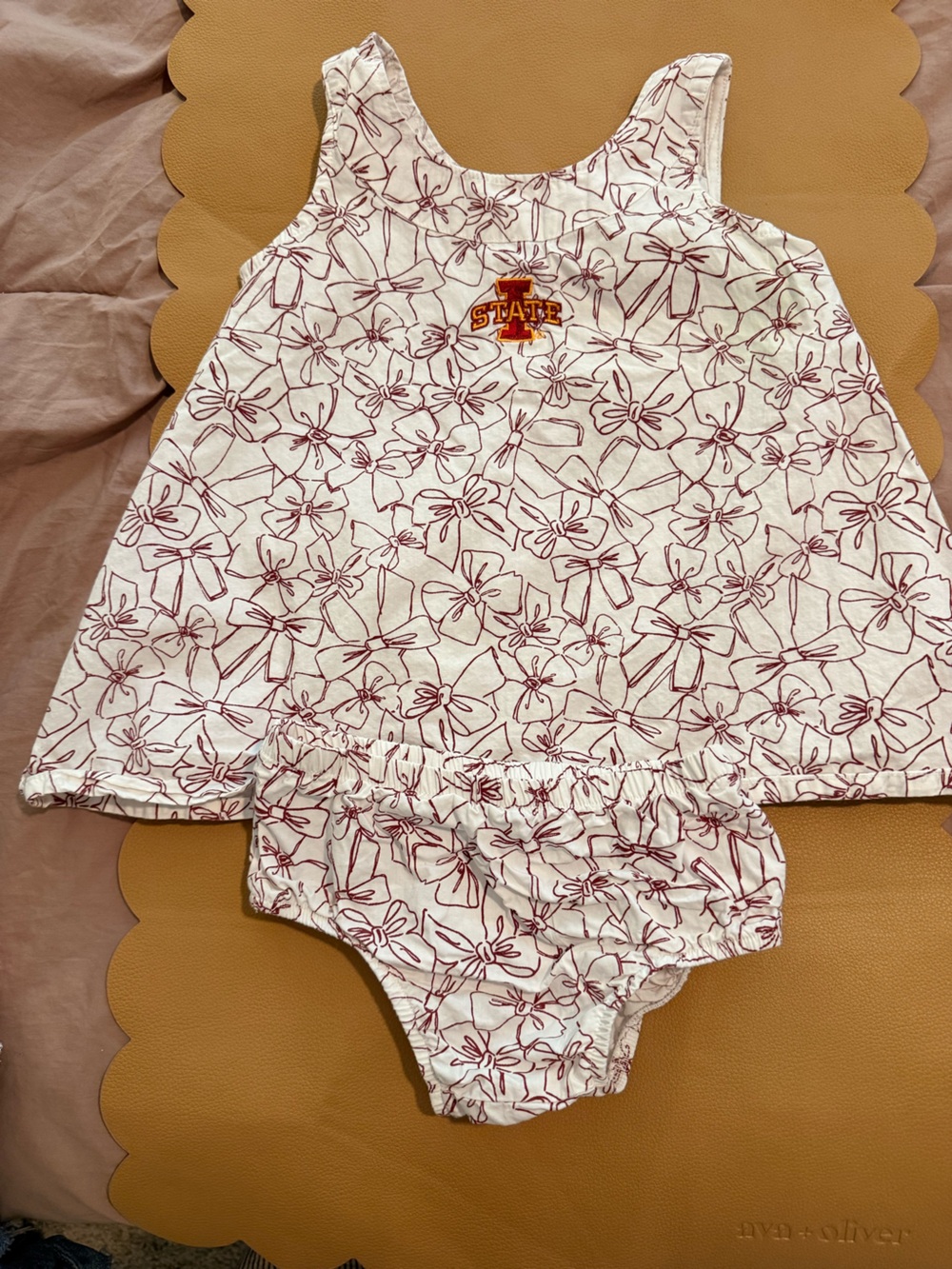 Iowa state university Rivalry Threads bow pattern Dress & Bloomer Set